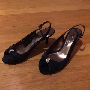 Navy Heels with Jewel Detail